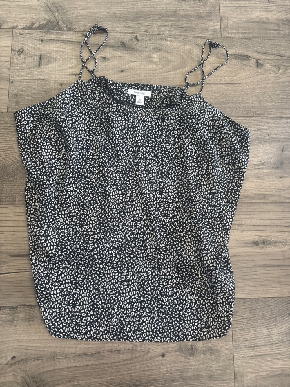 Nine West Black & White Leopard-Print Spaghetti Strap Cami